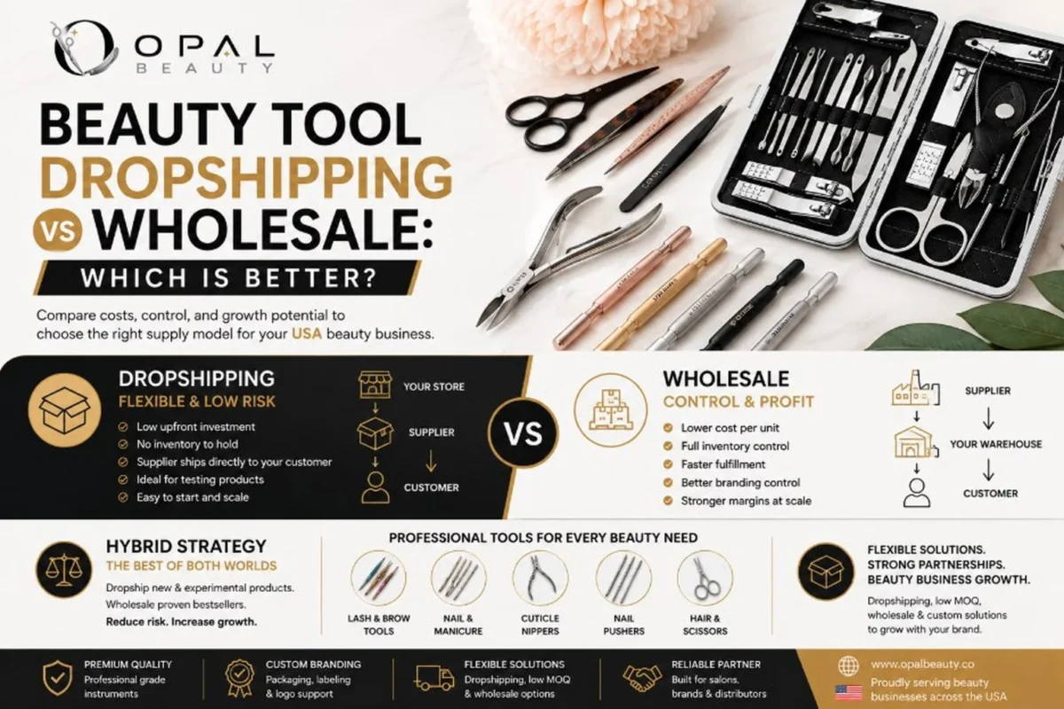 Beauty Tool Dropshipping vs Wholesale Comparison - Opal Beauty USA - Which supply model is better for beauty business growth